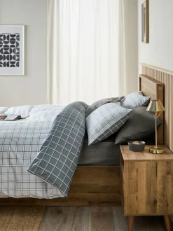 Next Grey Reversible Check Duvet Cover and Pillowcase Set Outlet