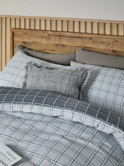 Next Grey Reversible Check Duvet Cover and Pillowcase Set Outlet