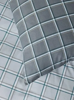Next Grey Reversible Check Duvet Cover and Pillowcase Set Outlet