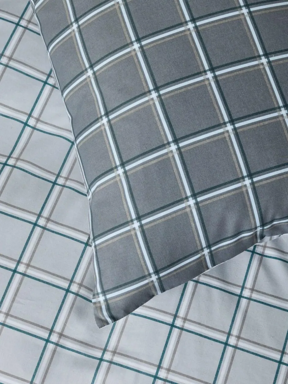 Next Grey Reversible Check Duvet Cover and Pillowcase Set Outlet