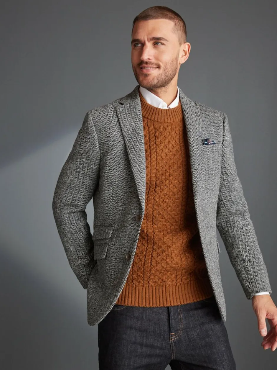 Next Signature Harris Tweed British Wool Blazer Grey Best