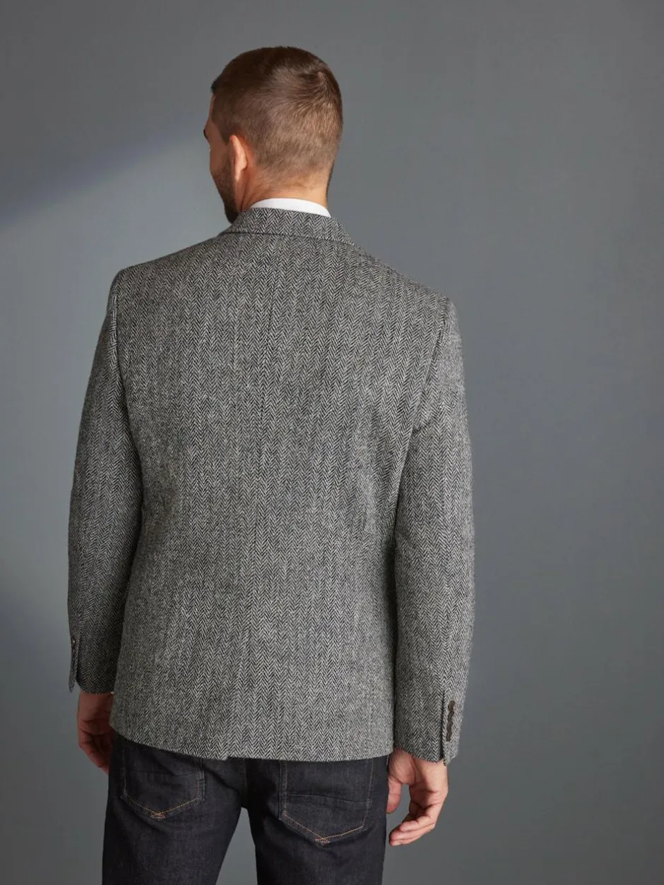 Next Signature Harris Tweed British Wool Blazer Grey Best