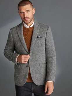 Next Signature Harris Tweed British Wool Blazer Grey Best
