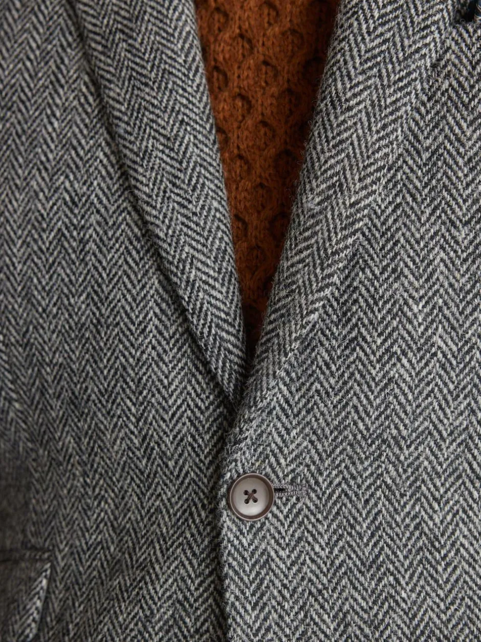 Next Signature Harris Tweed British Wool Blazer Grey Best