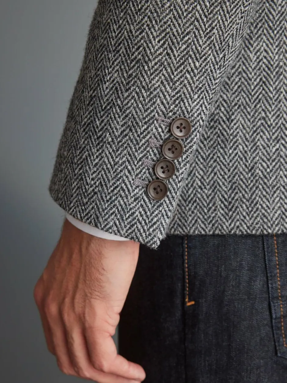 Next Signature Harris Tweed British Wool Blazer Grey Best