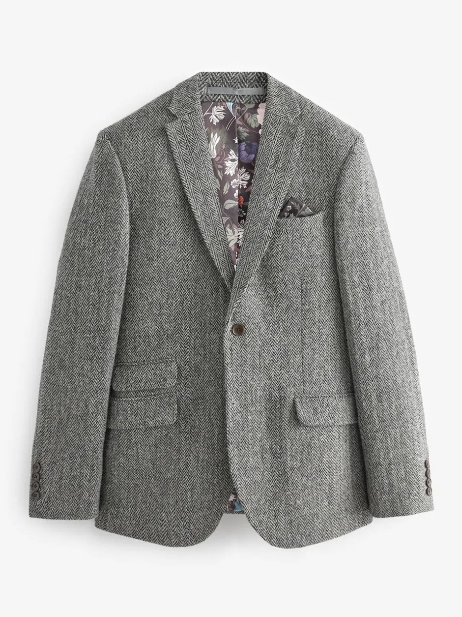 Next Signature Harris Tweed British Wool Blazer Grey Best