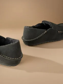 Next Signature Kickdown Suede Moccasin Slippers Grey Online