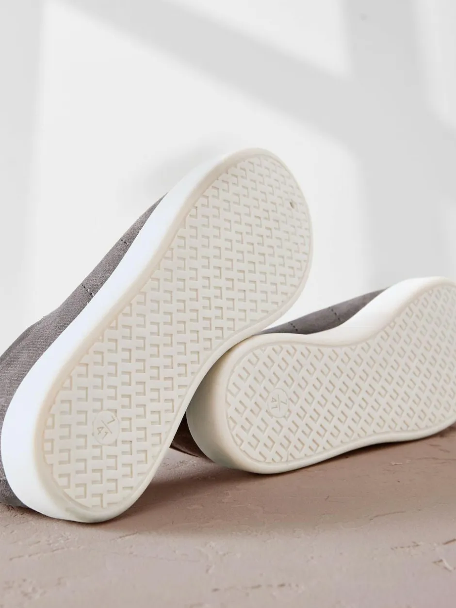 Next Signature Premium Leather Laceless Slip-On Trainers Grey Sale