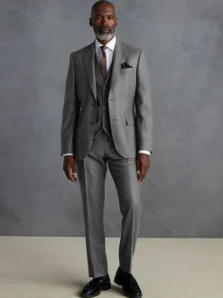 Next Signature Zignone Italian Wool Cashmere Blend Flannel Suit Waistcoat Grey Best