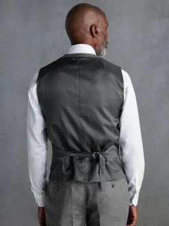 Next Signature Zignone Italian Wool Cashmere Blend Flannel Suit Waistcoat Grey Best
