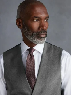 Next Signature Zignone Italian Wool Cashmere Blend Flannel Suit Waistcoat Grey Best