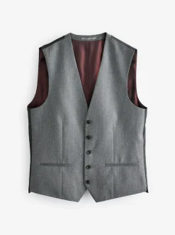 Next Signature Zignone Italian Wool Cashmere Blend Flannel Suit Waistcoat Grey Best