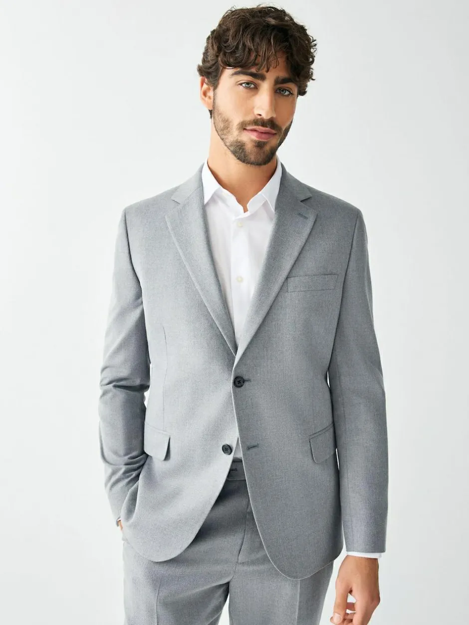 Next Skinny Fit Textured Suit Jacket Grey Hot