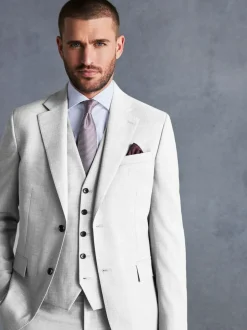 Next Slim Fit Signature Tollegno Italian Wool Textured Suit Jacket Grey Online