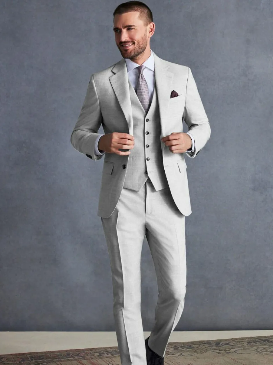 Next Slim Fit Signature Tollegno Italian Wool Textured Suit Jacket Grey Online