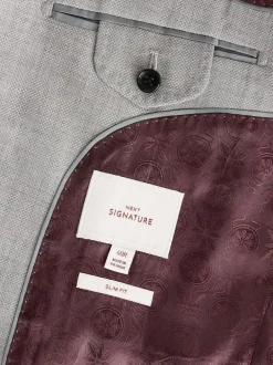 Next Slim Fit Signature Tollegno Italian Wool Textured Suit Jacket Grey Online