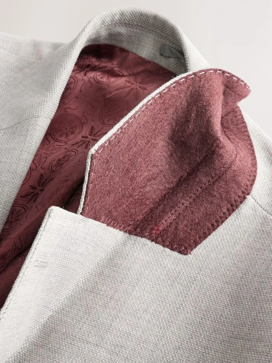Next Slim Fit Signature Tollegno Italian Wool Textured Suit Jacket Grey Online
