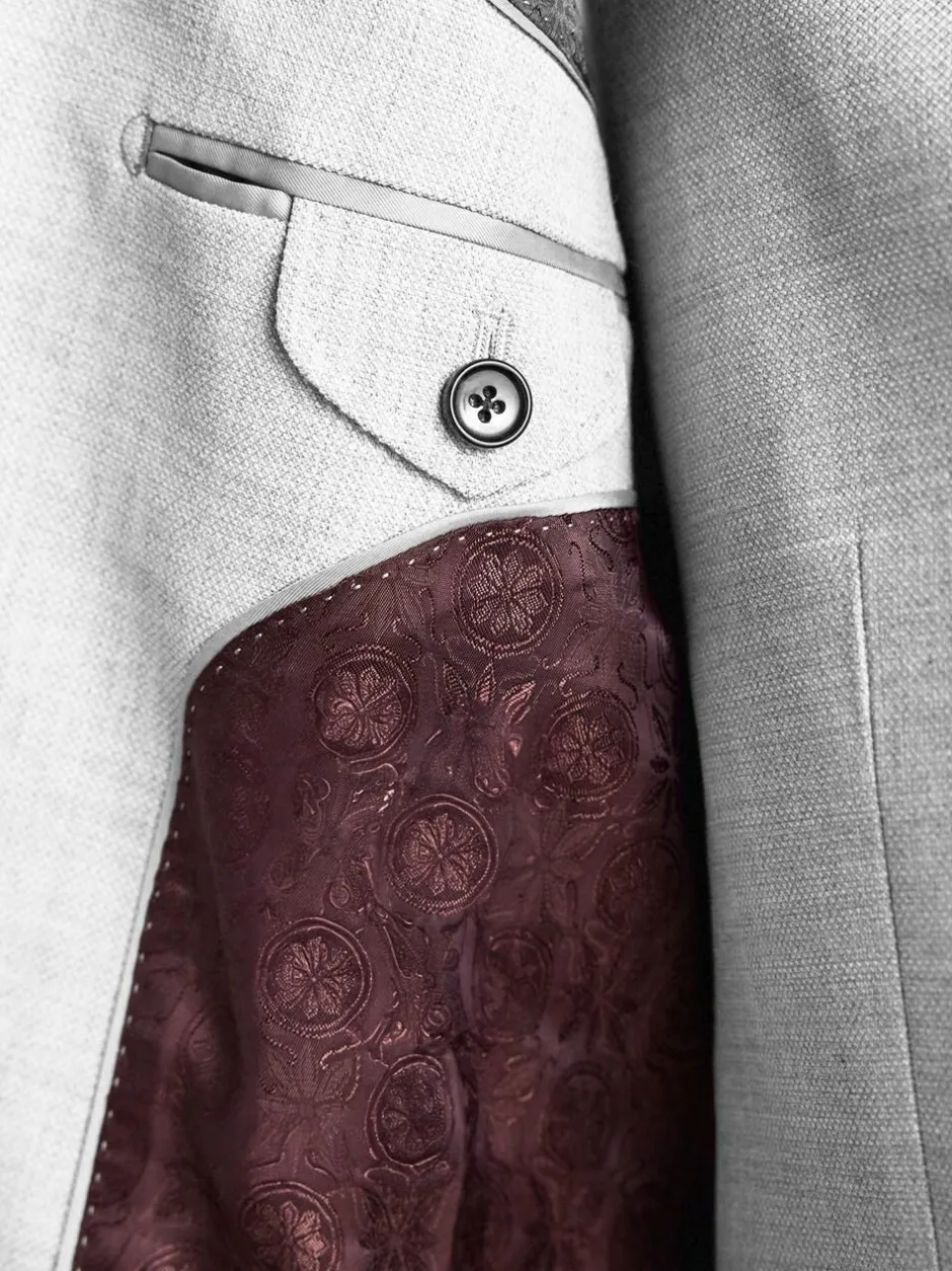 Next Slim Fit Signature Tollegno Italian Wool Textured Suit Jacket Grey Online