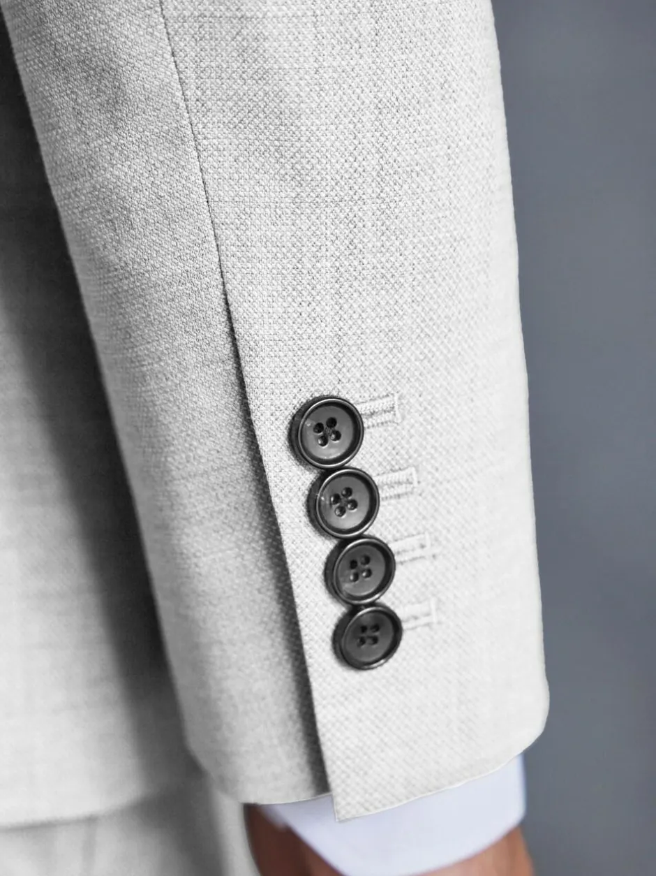 Next Slim Fit Signature Tollegno Italian Wool Textured Suit Jacket Grey Online