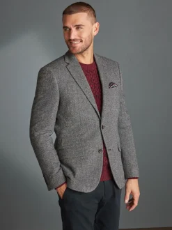 Next Slim Fit Signature Wool Blend Herringbone Nova Fides Blazer Grey Best