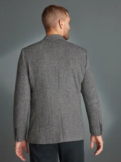Next Slim Fit Signature Wool Blend Herringbone Nova Fides Blazer Grey Best