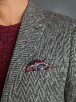 Next Slim Fit Signature Wool Blend Herringbone Nova Fides Blazer Grey Best