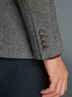 Next Slim Fit Signature Wool Blend Herringbone Nova Fides Blazer Grey Best