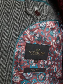 Next Slim Fit Signature Wool Blend Herringbone Nova Fides Blazer Grey Best