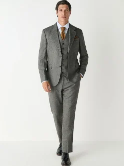 Next Grey Slim Fit Wool Blend Herringbone Stripe Suit Waistcoat New