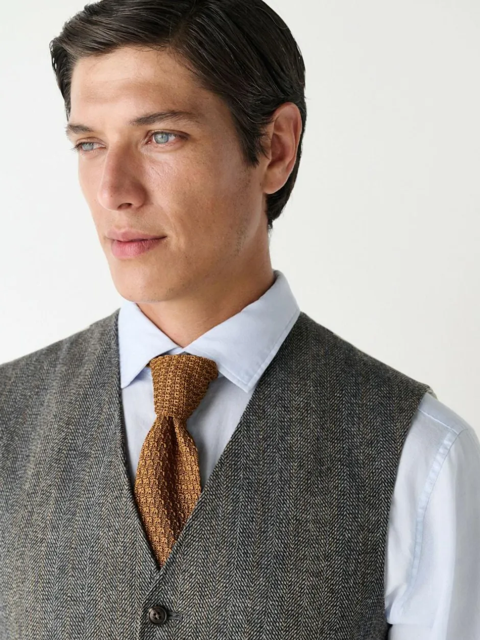 Next Grey Slim Fit Wool Blend Herringbone Stripe Suit Waistcoat New