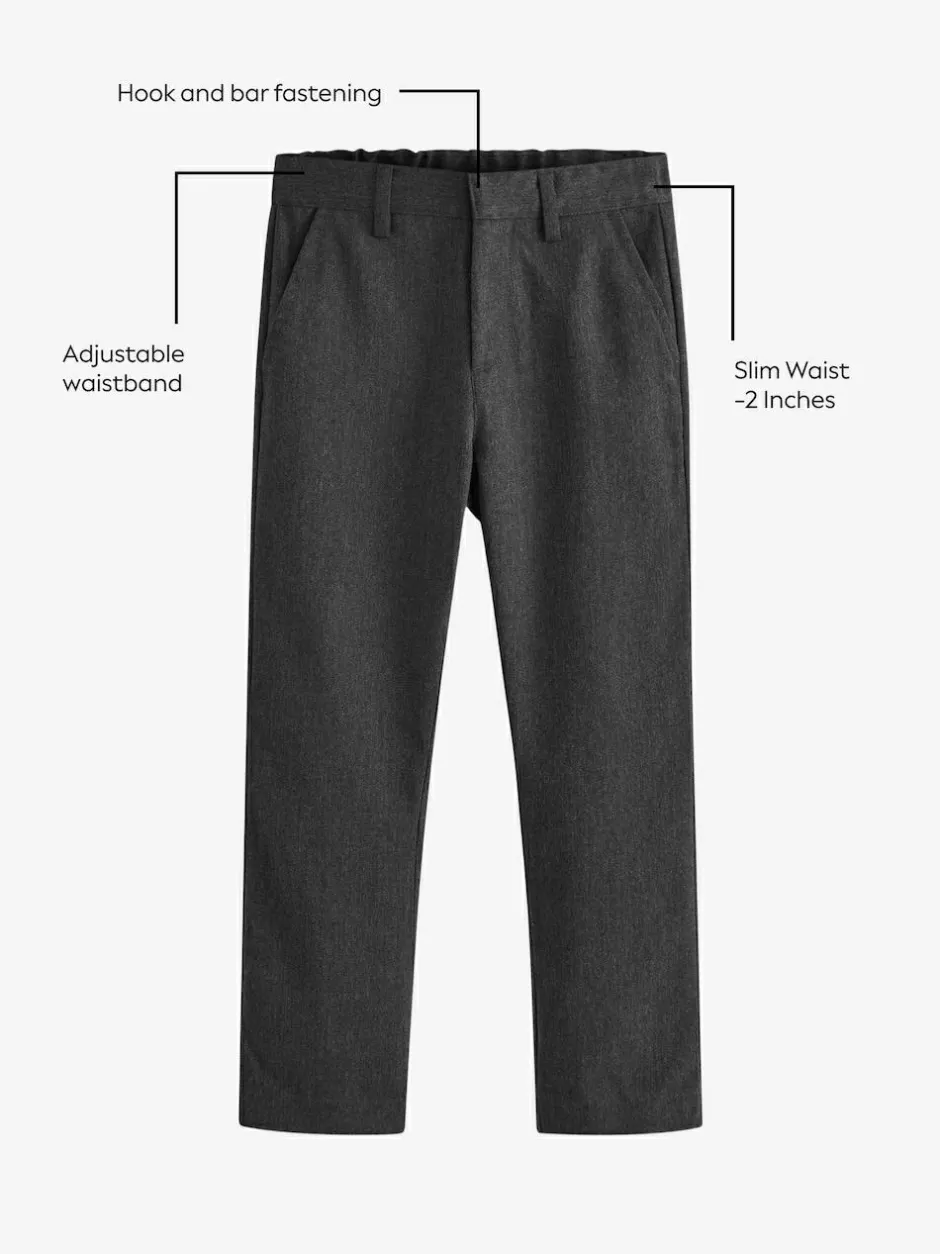 Next Slim Waist Straight Leg School Trousers (3-17yrs) Grey Best
