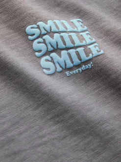Next Grey Slogan Long Sleeves Semi Plain T-Shirt (3mths-7yrs) Discount