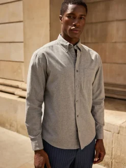 Next Grey Soft Touch Oxford Long Sleeve Shirt