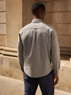 Next Grey Soft Touch Oxford Long Sleeve Shirt