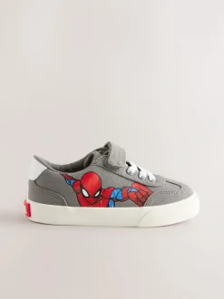 Next Grey Standard Fit (F) Spiderman Touch Fastening Elastic Lace Trainers Best