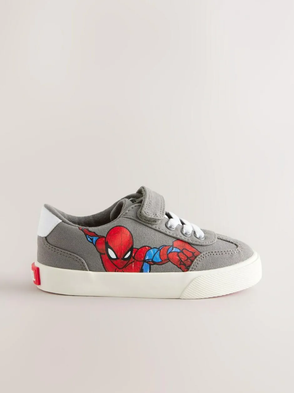 Next Grey Standard Fit (F) Spiderman Touch Fastening Elastic Lace Trainers Best