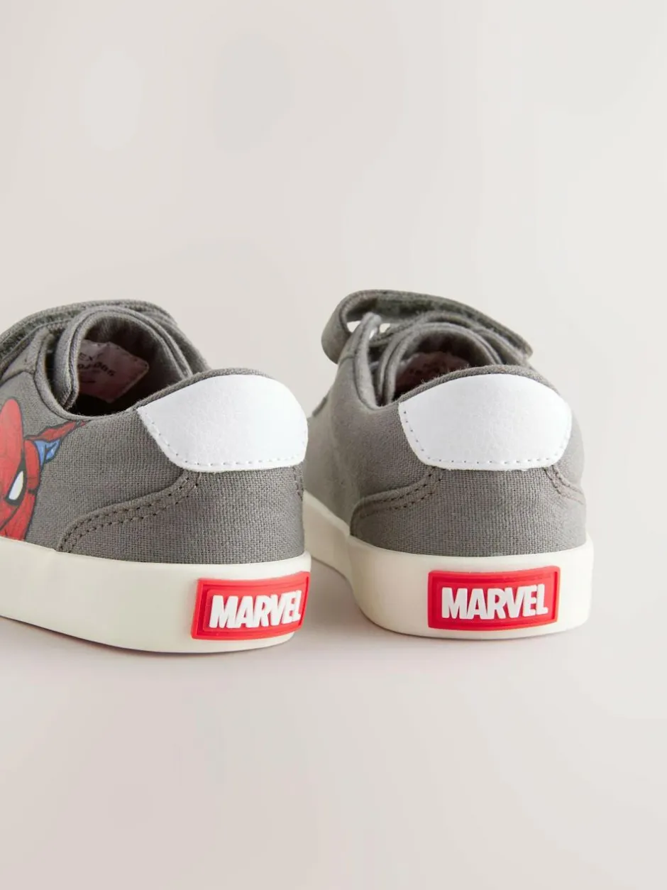 Next Grey Standard Fit (F) Spiderman Touch Fastening Elastic Lace Trainers Best
