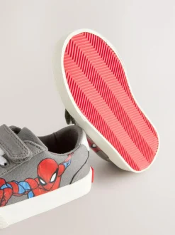 Next Grey Standard Fit (F) Spiderman Touch Fastening Elastic Lace Trainers Best