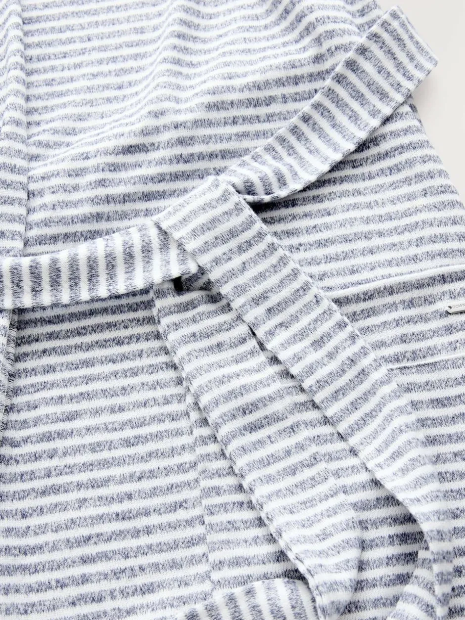 Next Cosy Lightweight Dressing Gown Grey Stripe Sale