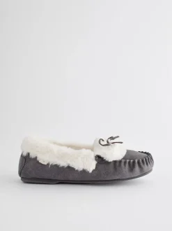 Next Grey Suede Moccasin Slippers