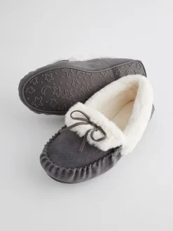 Next Grey Suede Moccasin Slippers