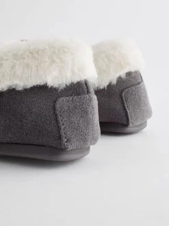 Next Grey Suede Moccasin Slippers