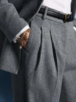 Next Tabitha Simmons X Wool Blend Wide Leg Trousers Grey