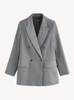 Next Tabitha Simmons X Wool Blend Double Breasted Blazer Grey New