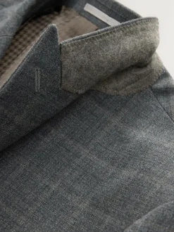 Next Grey Tailored Fit Check Flannel Suit Jacket Hot