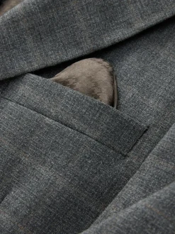 Next Grey Tailored Fit Check Flannel Suit Jacket Hot