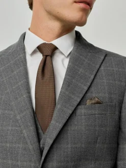 Next Grey Tailored Fit Check Flannel Suit Jacket Hot