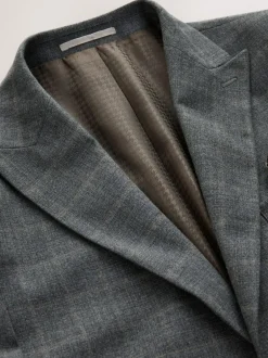 Next Grey Tailored Fit Check Flannel Suit Jacket Hot