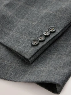 Next Grey Tailored Fit Check Flannel Suit Jacket Hot