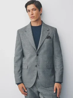 Next Tailored Fit Merino Wool Blend Suit Jacket Grey
